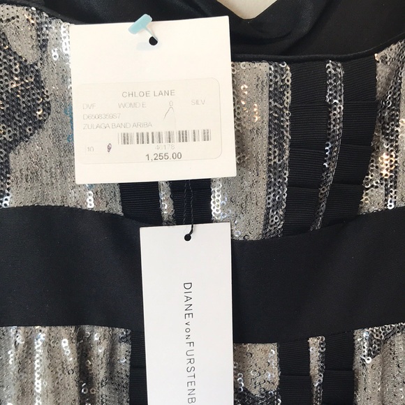 Diane Von Furstenburg Silver Sequin New Years Eve - Picture 6 of 6